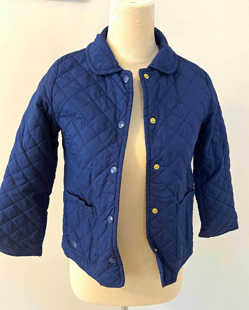 Crewcuts Re-Imagined by J.Crew Blue Quilted Snap Front Jacket Pockets M